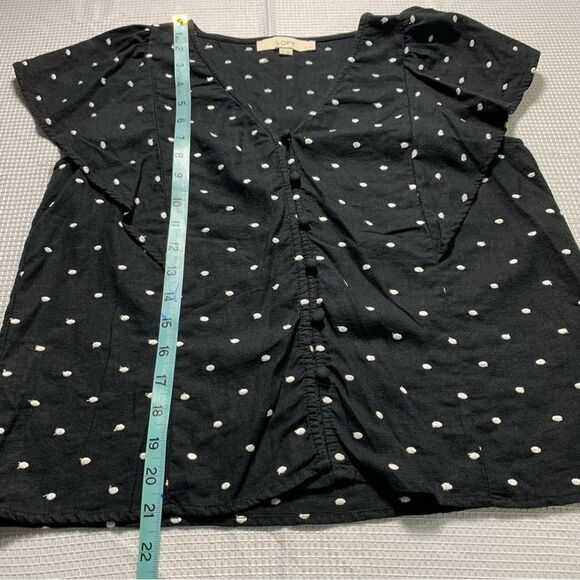LOFT Dotted Functional buttons Button-up Fluttering Blouse MP - Picture 8 of 9